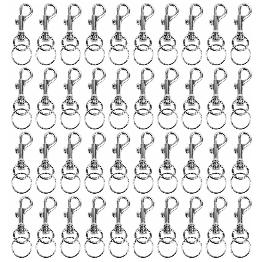 40 Pc Large Snap Hook Metal Key Ring Swivel Lobster Clasp Keychain Spring Clip