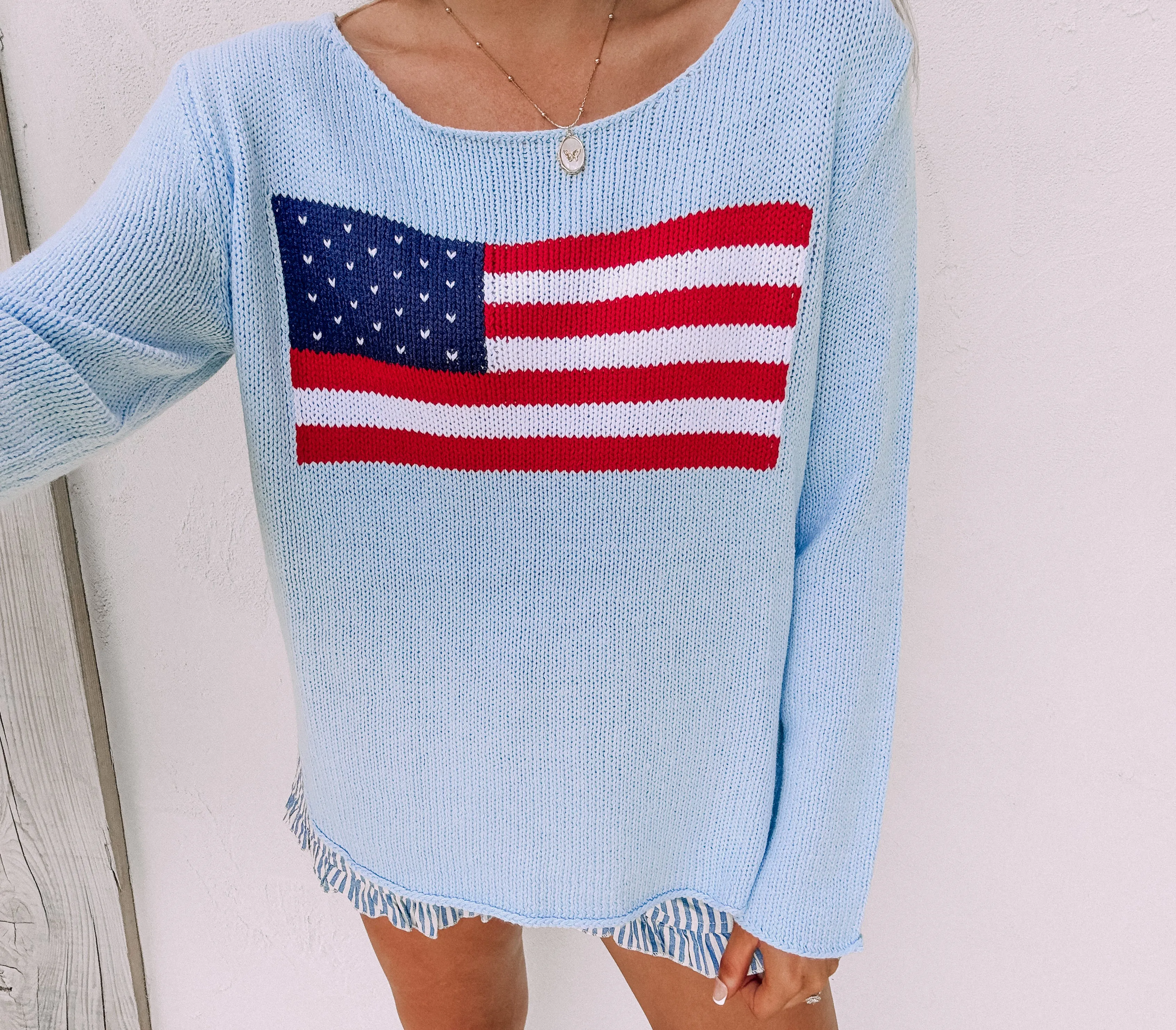 American Flag Lightweight Sweater