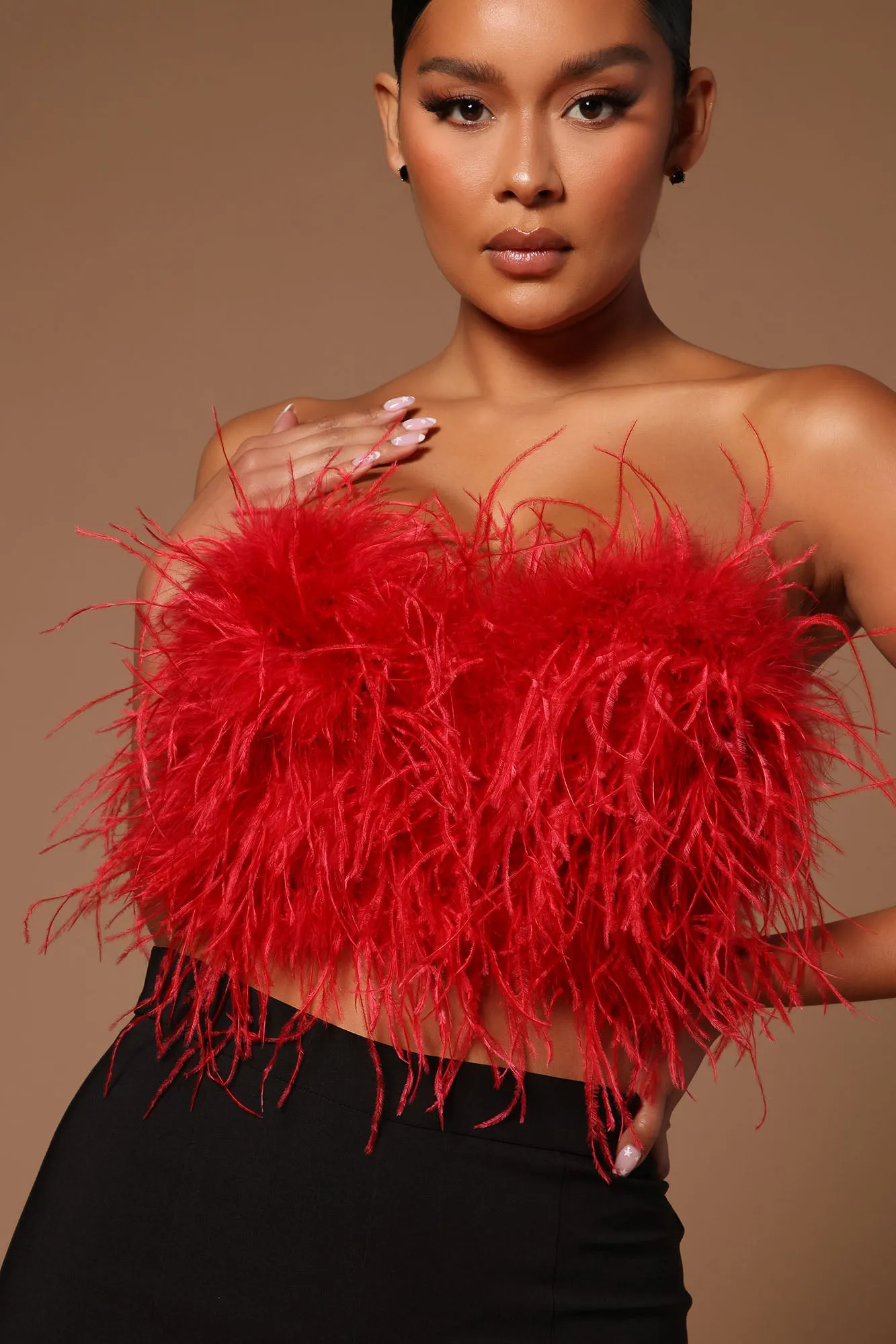 Asalia Feathered Top - Red