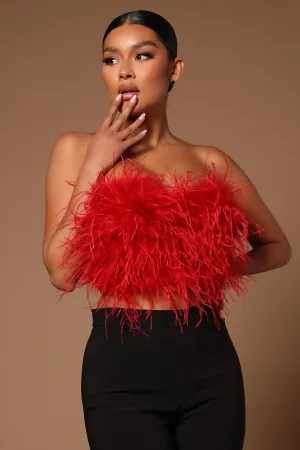 Asalia Feathered Top - Red