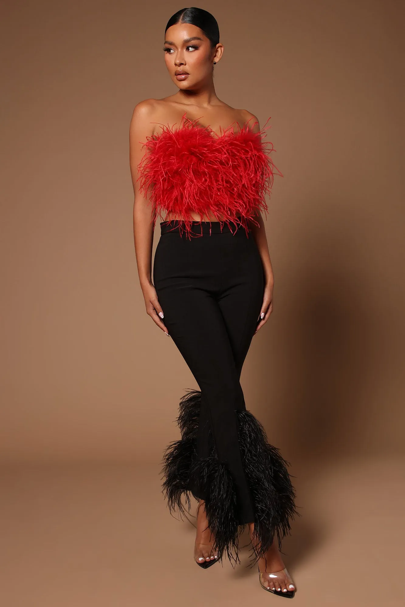 Asalia Feathered Top - Red
