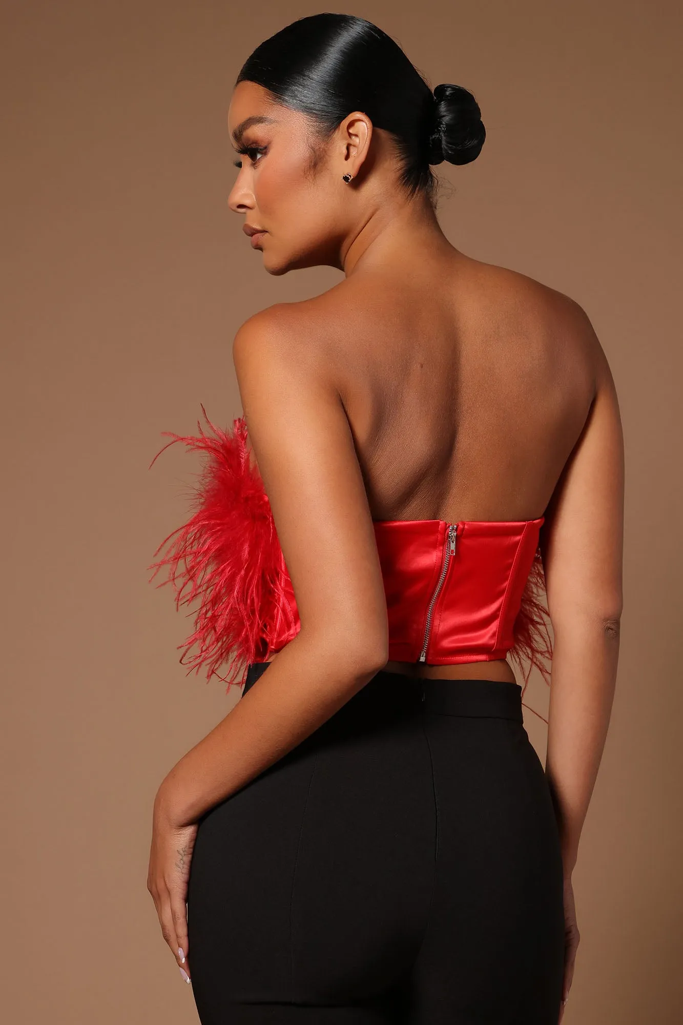 Asalia Feathered Top - Red