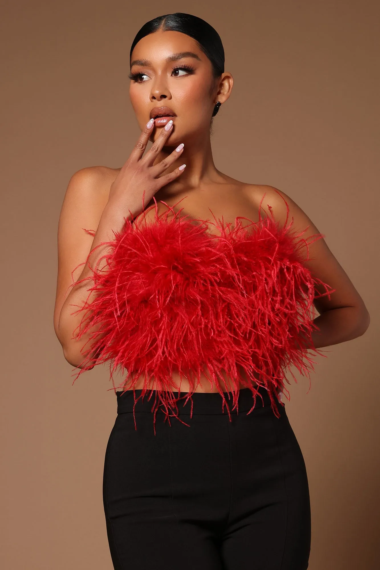Asalia Feathered Top - Red
