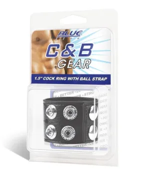 Blue Line 1.5" Cock Ring With Ball Strap