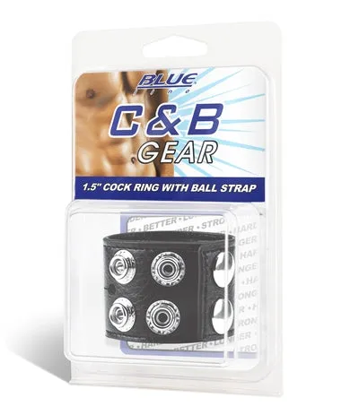 Blue Line 1.5" Cock Ring With Ball Strap