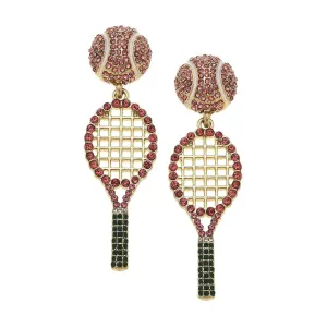  Canvas Style Ashleigh Pav Tennis Earrings  Pink & Green Sparkle