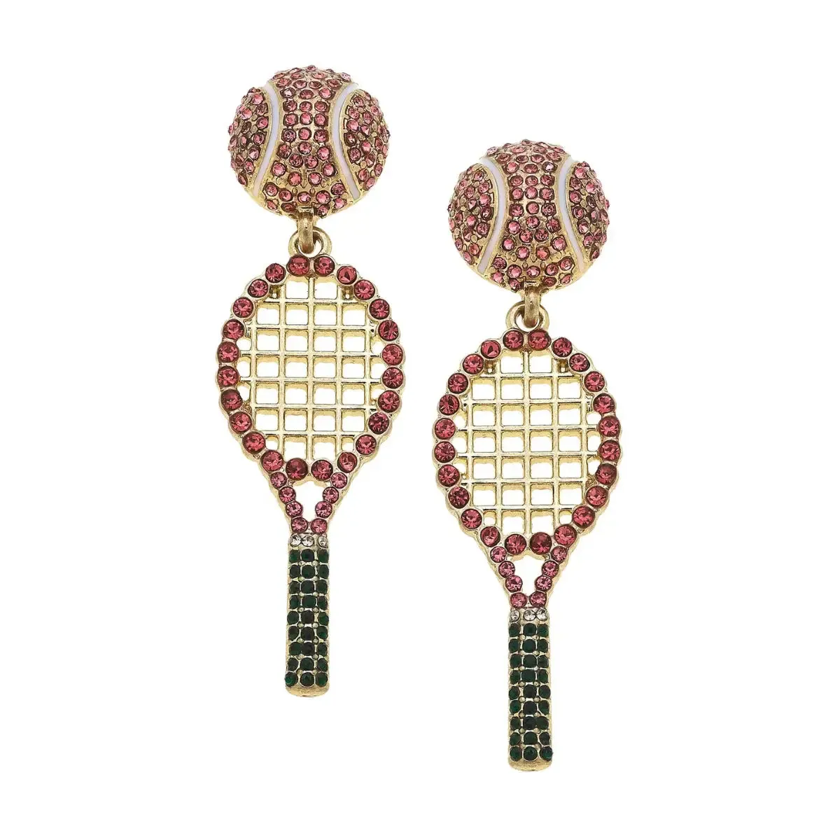  Canvas Style Ashleigh Pav Tennis Earrings  Pink & Green Sparkle