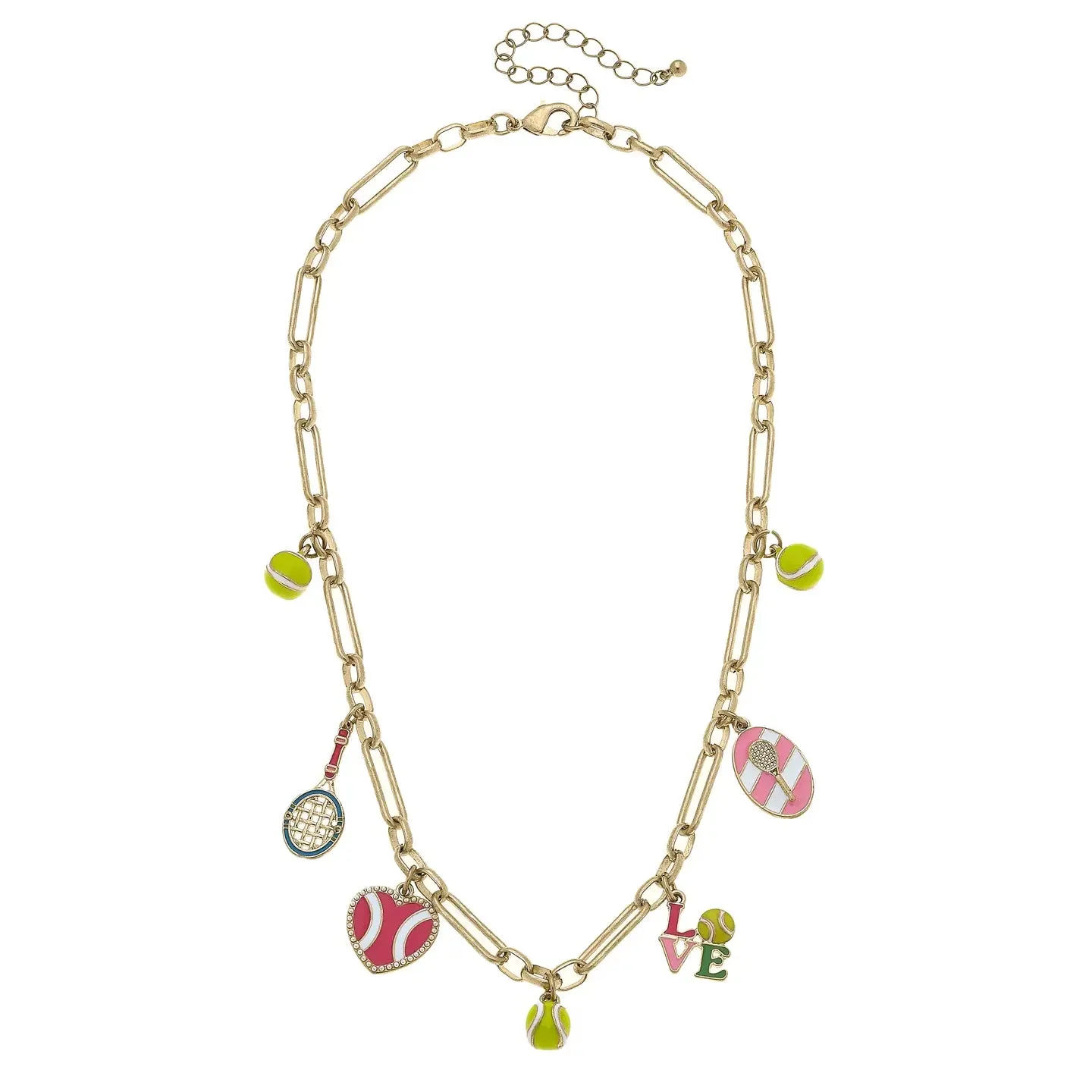  Canvas Style Challenger Tennis Enamel Charm Necklace  Shiny Gold