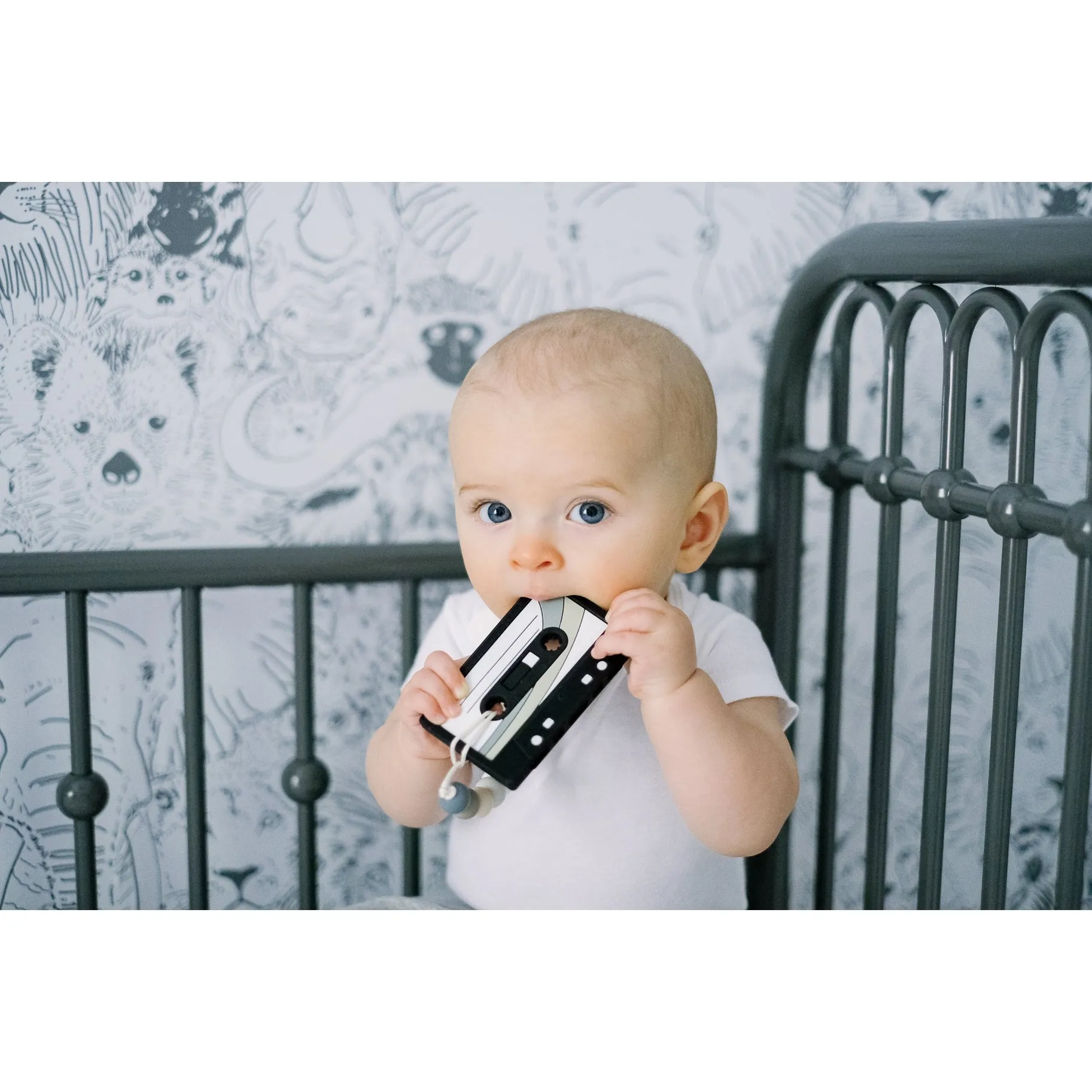 Cassette Tape Teether with Colored Clip - Black by Gummy Chic