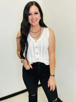 Cora Crochet Sweater Vest Ivory