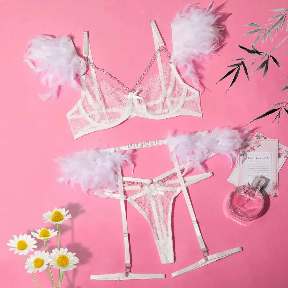 Feather Lace Stitching Sexy Lingerie