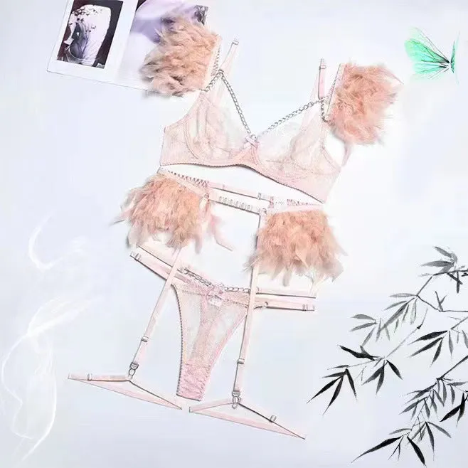 Feather Lace Stitching Sexy Lingerie