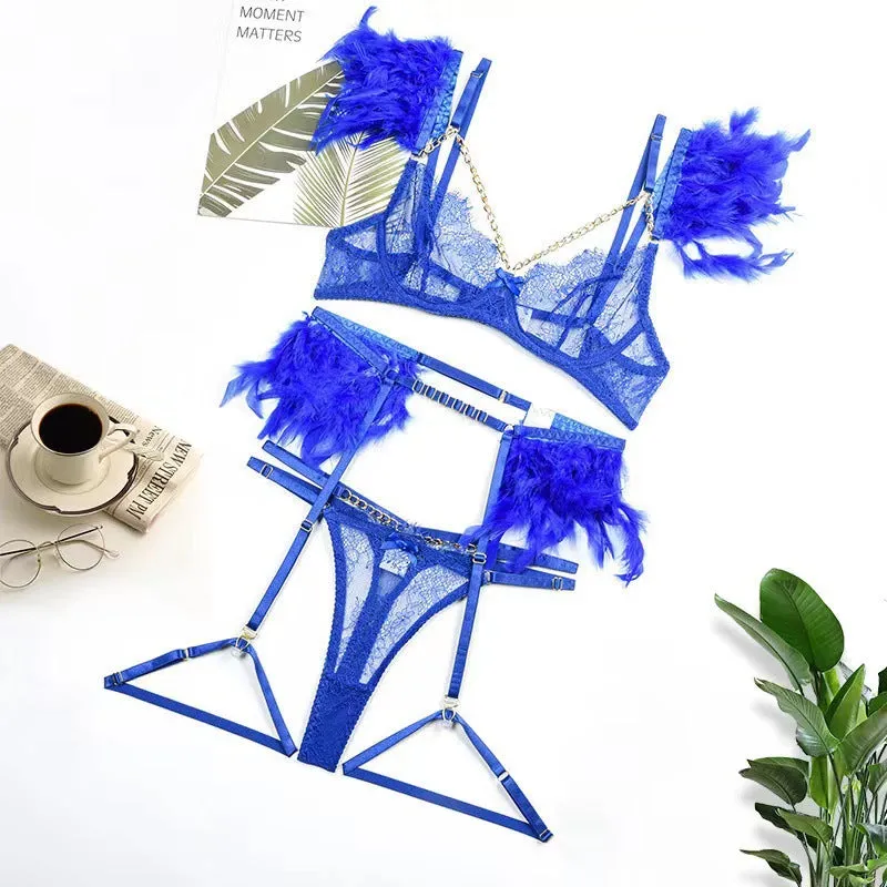Feather Lace Stitching Sexy Lingerie