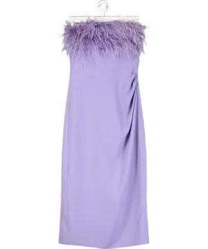 F.ILKK Purple Feather Midi Dress UK 10