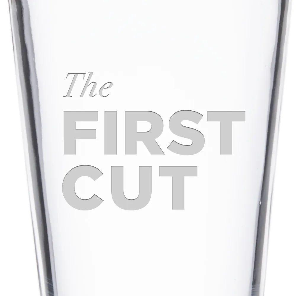 First Cut Golf Podcast Logo Laser Engraved Pint Glass