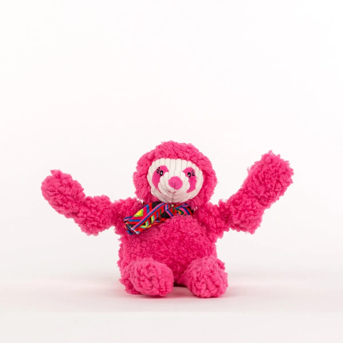 HuggleHounds Knottie Wild Things Durable Squeaky Plush Dog Toy, Sloth