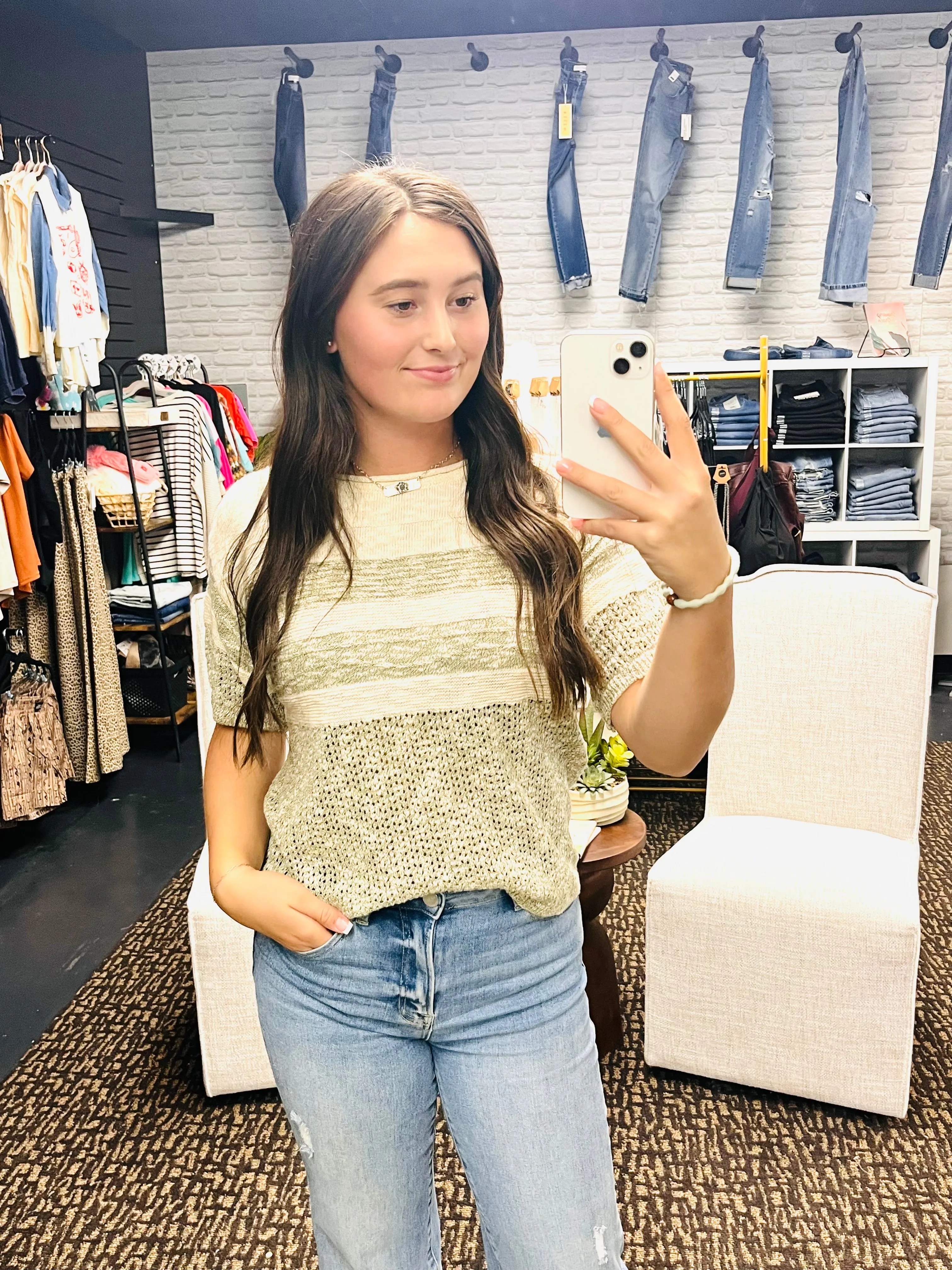 Norma Half Sleeve Olive Sweater
