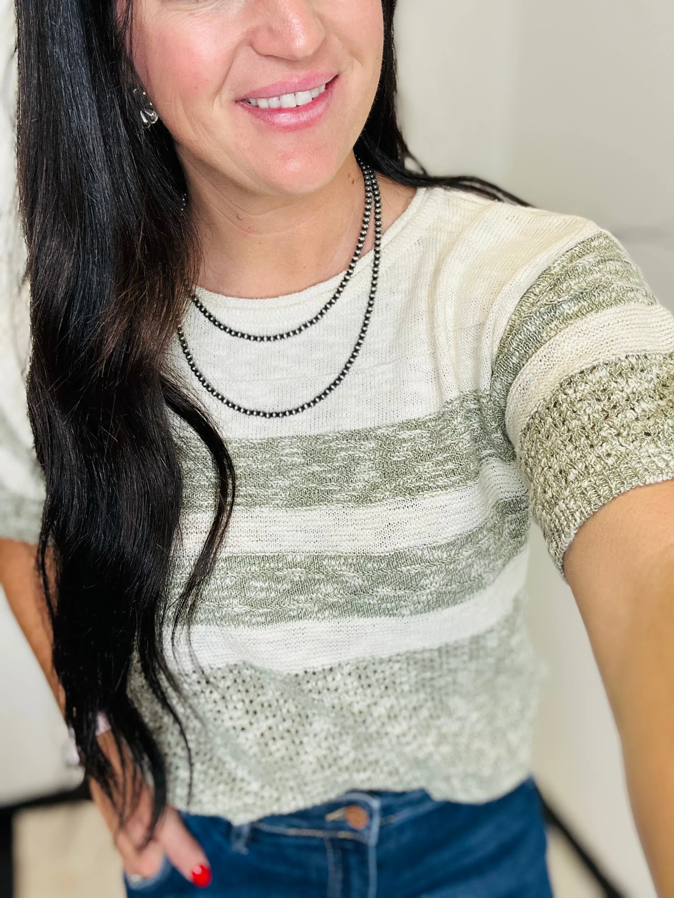 Norma Half Sleeve Olive Sweater