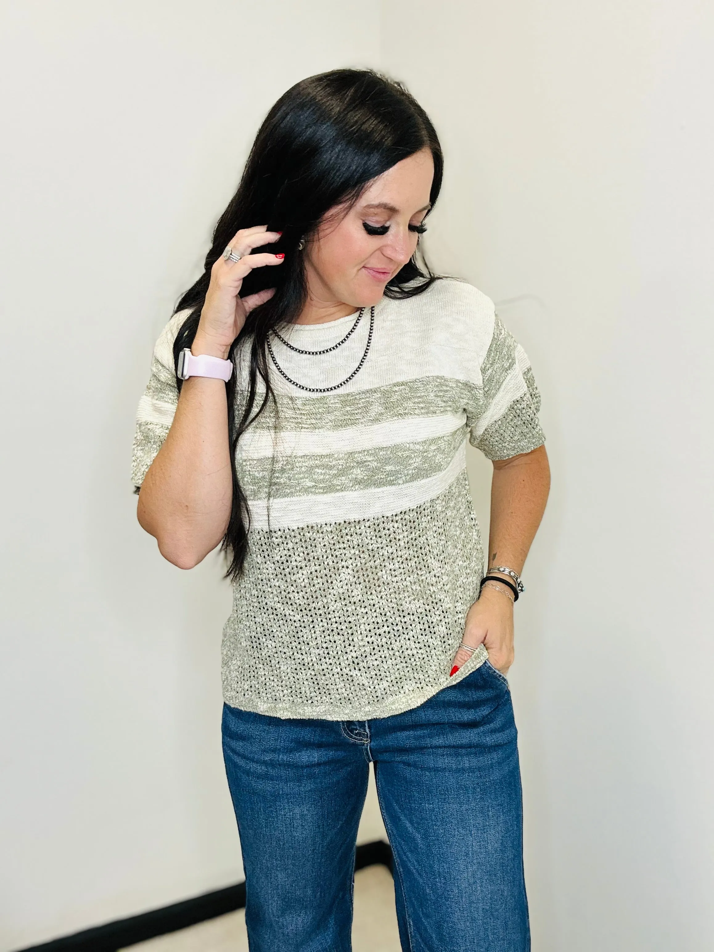 Norma Half Sleeve Olive Sweater