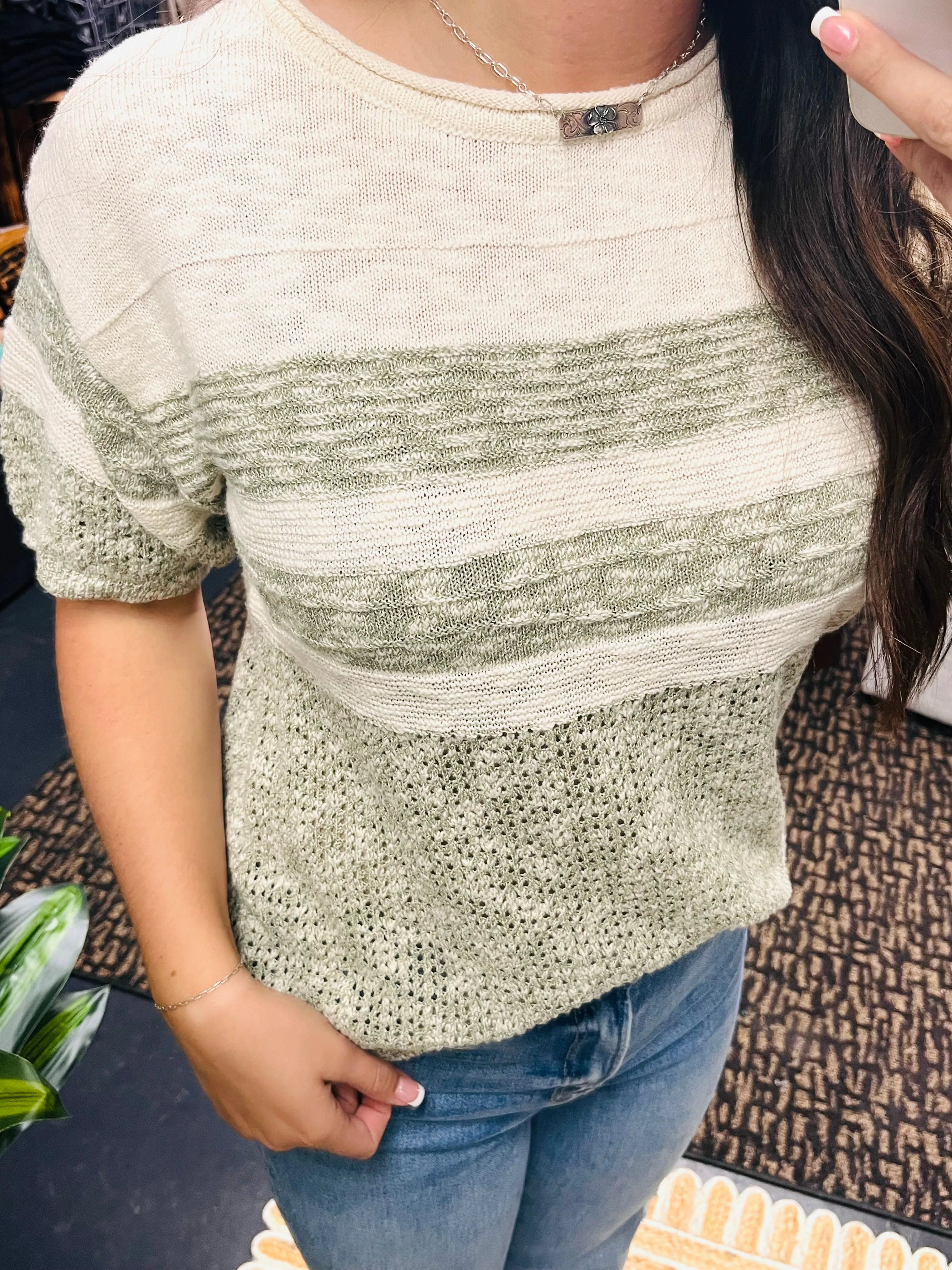 Norma Half Sleeve Olive Sweater