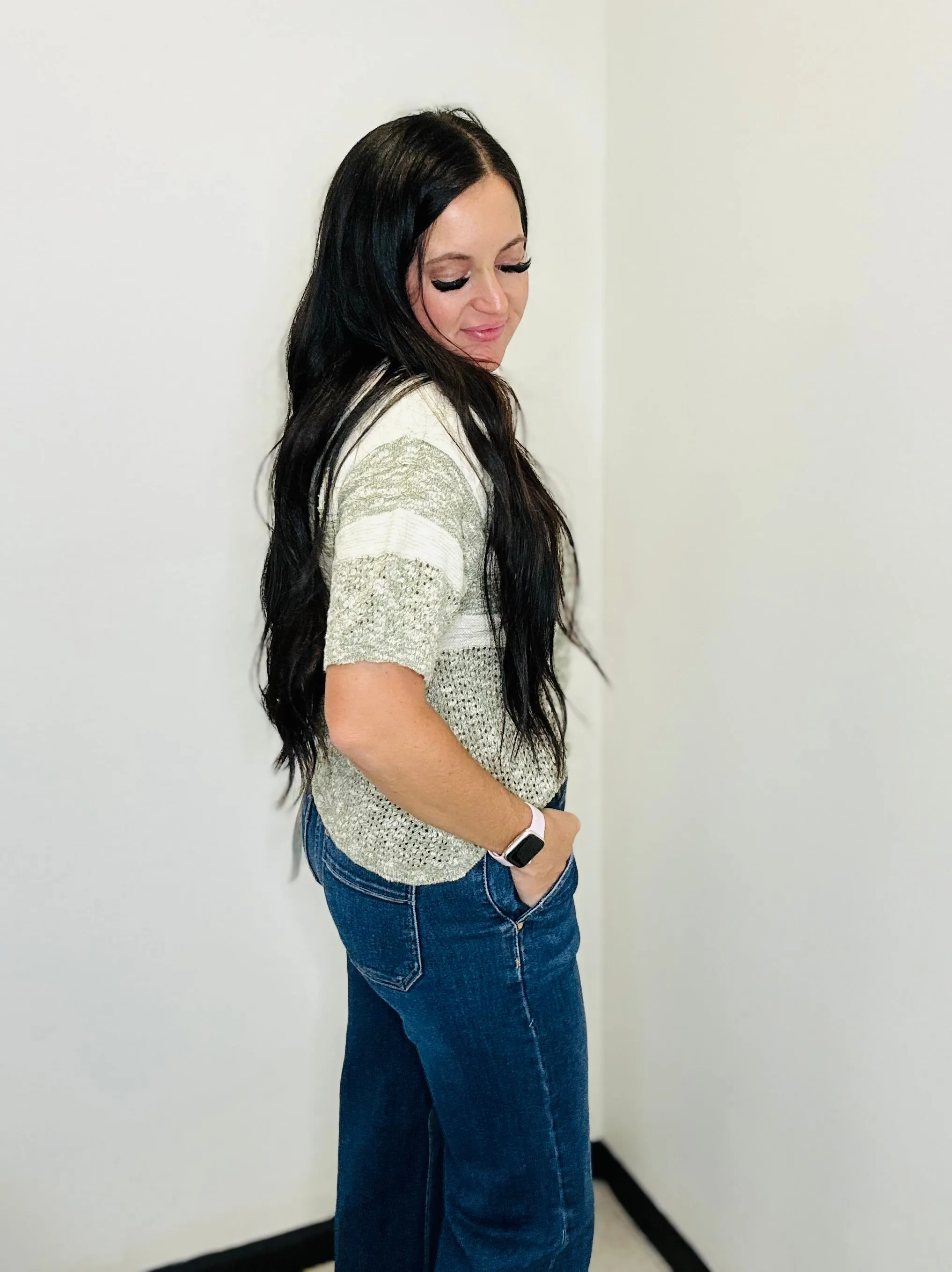 Norma Half Sleeve Olive Sweater