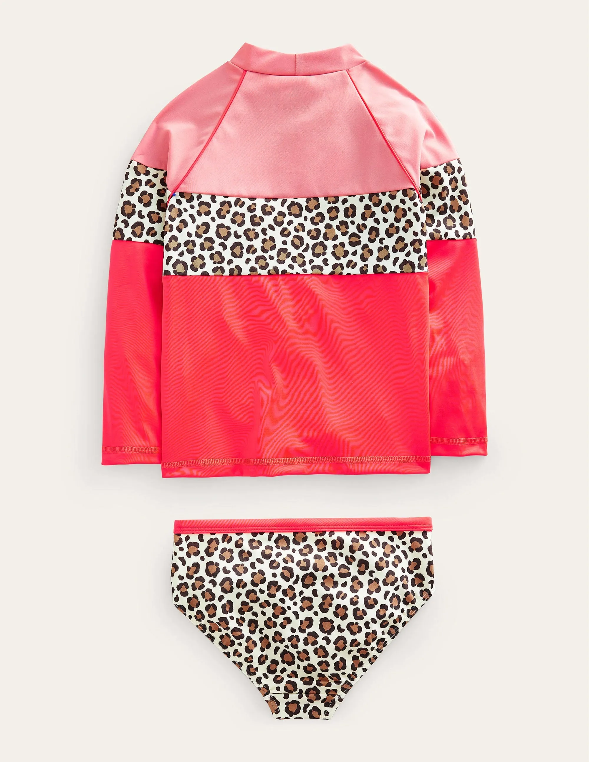Patterned Rash Vest Set-Soft Truffle Leopard Print