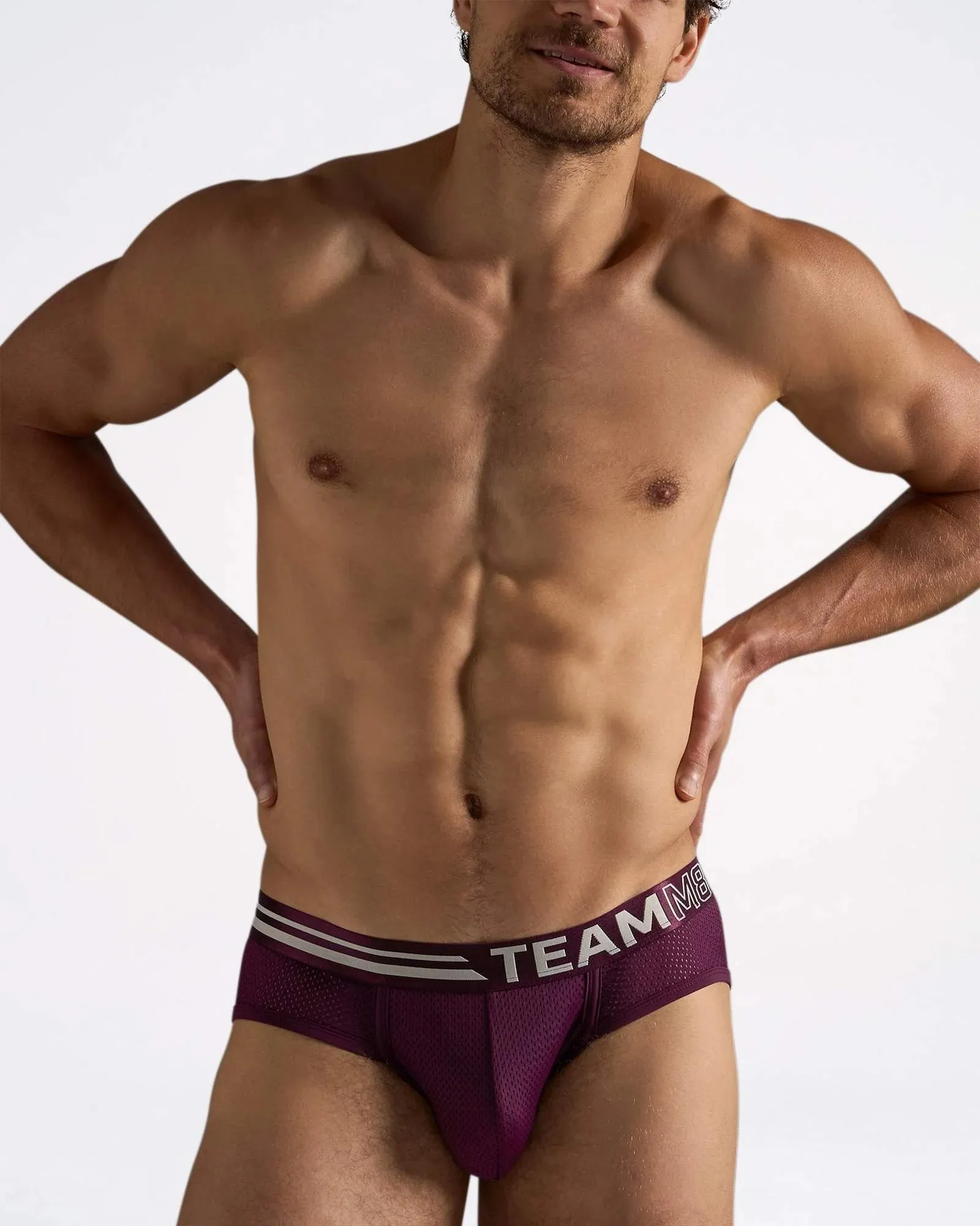 Teamm8 Racer mesh brief eggplant